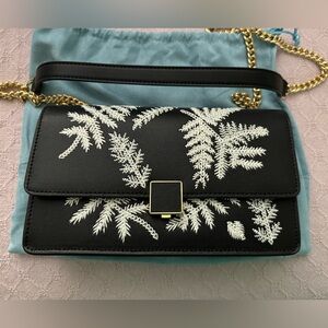 Tiffany & Fred Small Wallet on a Chain Black Leather with White Motif